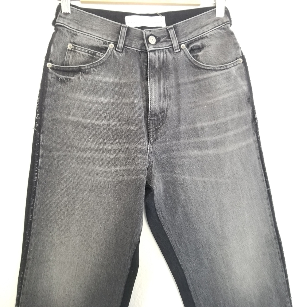 Golden Goose Two Tone High Rise Straight Leg Leather Pocket Jeans Size 2… - Picture 5 of 15
